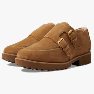 Cole Haan Greenwich Monk Strap Oxford size 5.5B  Golden Toffee‎ Suede Academia